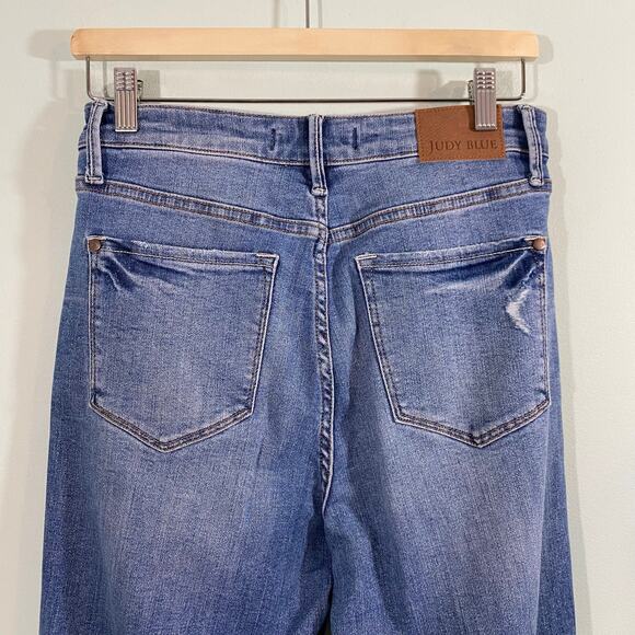 Judy Blue Tummy Control Austin Distressed High Rise Straight Jeans Size 7/28 - Picture 6 of 8